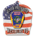 Plastic Curved Back Fire Helmet with Custom Flag Junior Firefighter Shield